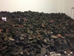 Shoes that were taken from prisoners upon their arrival at Auschwitz preserved in Auschwitz.
