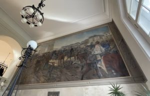 A view of the fresco “The Revenge.” This piece depicts the Prussian victory in Paris in 1871