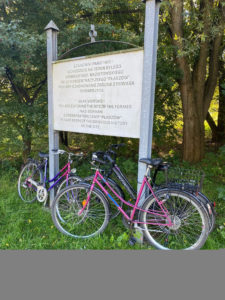 Bikes propped up against the entrace to former Płazów concentration camp. Photo by Max Goldberg. 