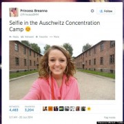 "Breanna Mitchell's selfie from the Auschwitz Concentration Camp which led her to be attacked by many on social media" Source: The Huffington Post