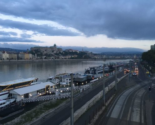 The view across the Danube towards Castle Hill.
