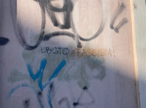 Anti-LGBTQ+ graffiti. Photo By Ian Eisenbrand.